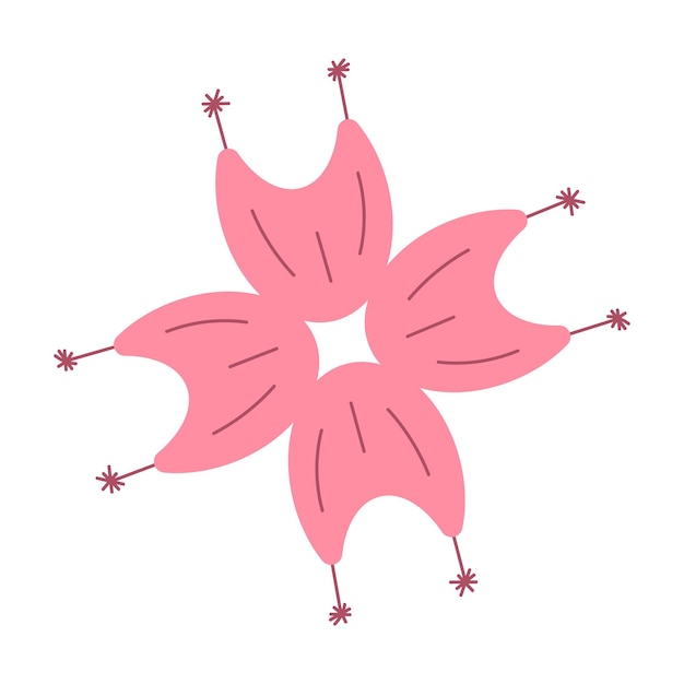 Vecteur une fleur rose avec une étoile en bas