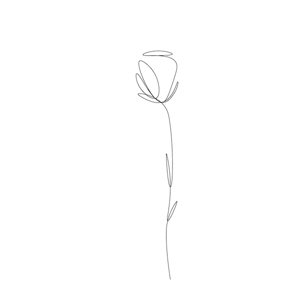 Vecteur fleur rose sur fond blanc ligne dessiner illustration vectorielle