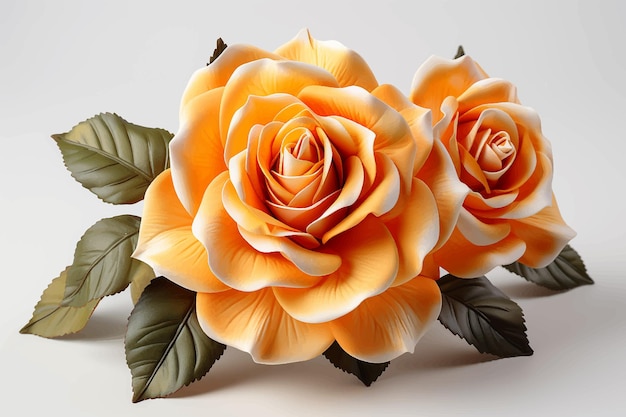 Vecteur fleur de rose orange crème isolée sur fond blanc