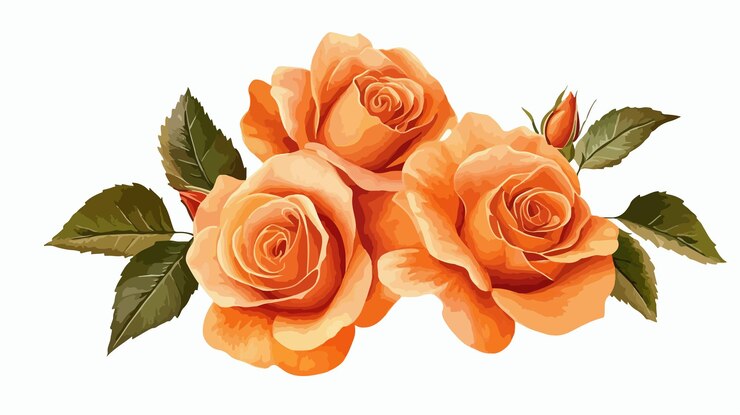 Vecteur une fleur de rose orange vibrante sur un fond blanc élégant