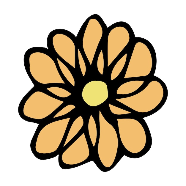 Fleur simple clipart Doodle floral dessiné à la main pour le logo de décor de conception de sites Web d'impression