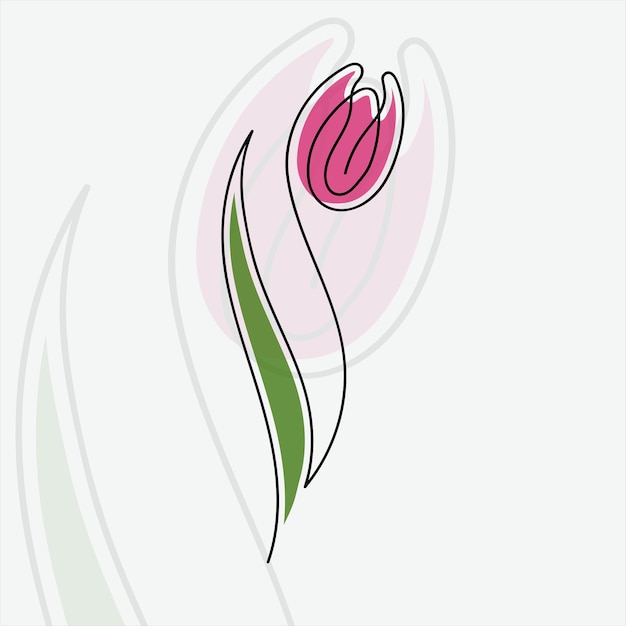 Fleur de tulipe dessinée à la main en illustration vectorielle de dessin au trait continu art