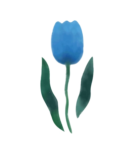 Vecteur fleur de tulipe de printemps bleu. illustration vectorielle aquarelle.