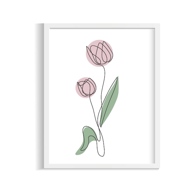 fleur de tulipe rose dessin au trait