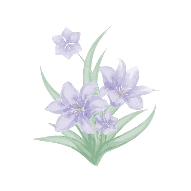 Vecteur fleur violette aquarelle