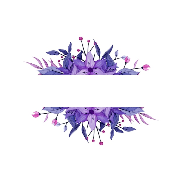 Fleur Violette Avec Cadre Carré Floral Aquarelle Ligne Violette éléments Floraux Luxueux Fond Botanique