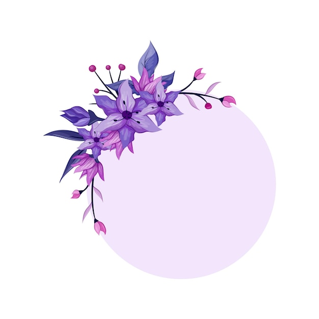 Fleur Violette Avec Cadre Carré Floral Aquarelle Ligne Violette éléments Floraux Luxueux Fond Botanique