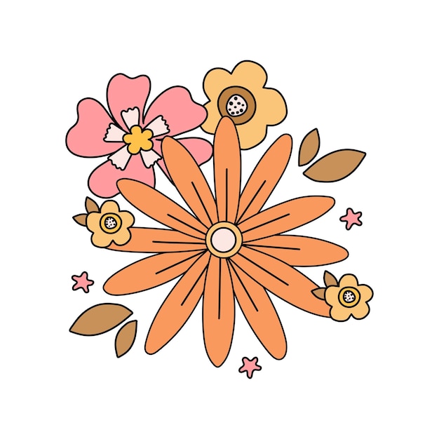Vecteur fleurs d'automne arrangement floral classique de grandes et petites fleurs sur fond blanc illustration vectoriel