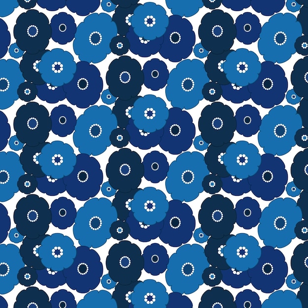 Fleurs bleues de modèle abstrait. Dans le style des années 70.