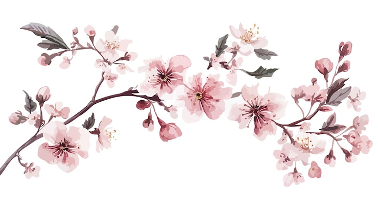 Vecteur les fleurs de cerises à l'aquarelle