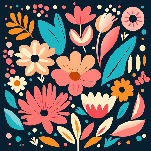 Fleurs Colorées Design Plat Fleur Illustrations Vectorielles