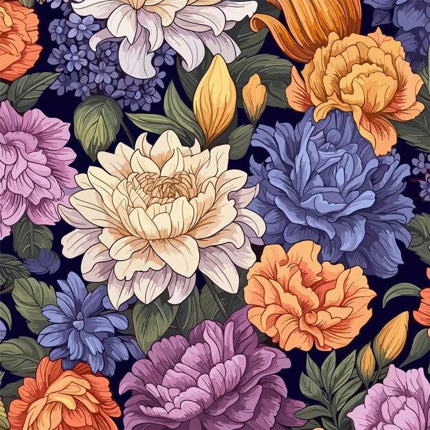 Des Fleurs Colorées Dessinées à La Main, Un Motif Sans Couture, Un Fond Floral.