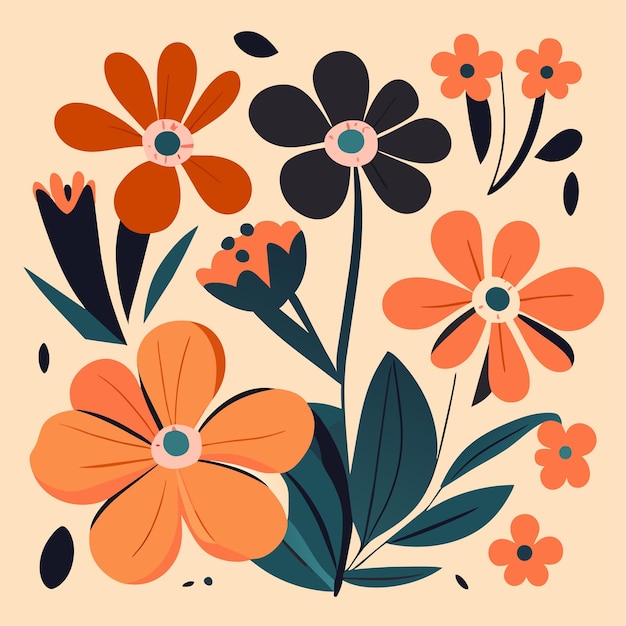 Fleurs colorées sur illustration vectorielle fond blanc