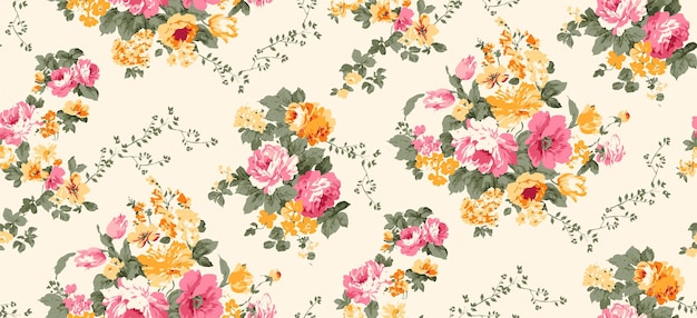 Des fleurs colorées et des motifs de feuilles dessinés à la main