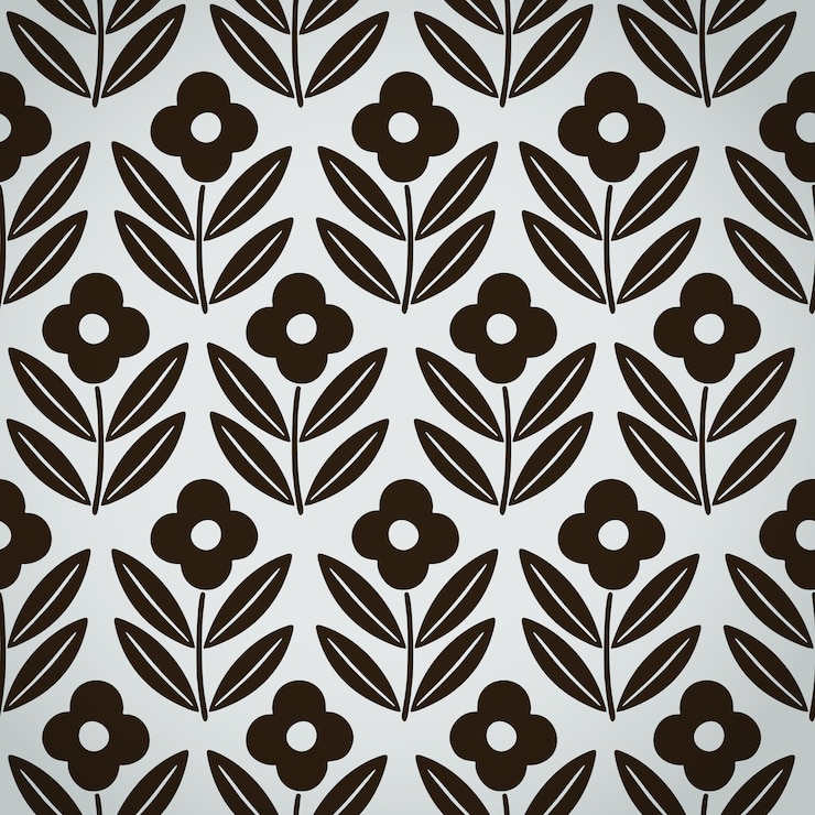 Vecteur fleurs décoratives dessinées à la main silhouette de motif sans couture texture de fleur scandinave simple