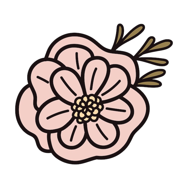 Fleurs dessinées à la main avec des brindilles dans un style doodle