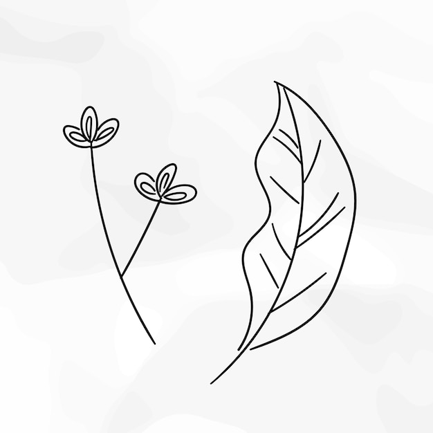 Vecteur fleurs et feuilles doodles lineart 6