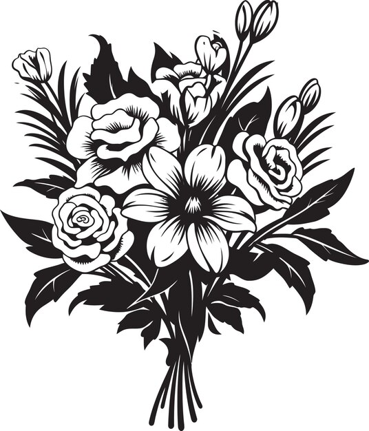 Vecteur les fleurs de jardin le logo vectoriel noir l'harmonie florale le symbole du bouquet monochrome