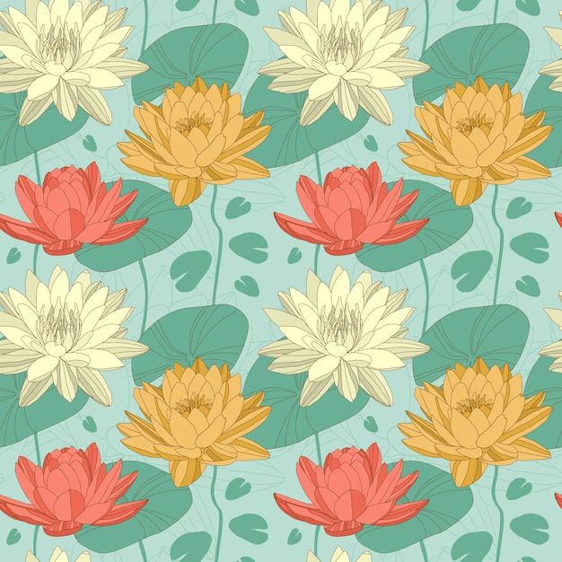 Fleurs De Lotus En Jacquard Sans Soudure