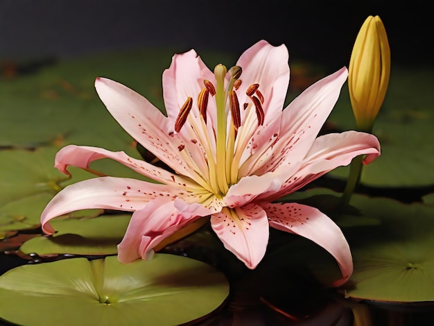 Vecteur fleurs de lotus roses et blanches ou fleurs de nénuphar qui fleurissent sur une fleur de nénuphar d'étang