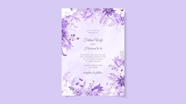 Vecteur fleurs de modèle de carte de mariage floral inviter botanique save the date rsvp