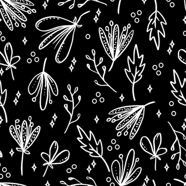 Fleurs De Modèle Sans Couture De Vecteur Avec Des Feuilles Illustration Botanique Pour Papier Peint Textile Tissu Vêtements Papier Cartes Postales