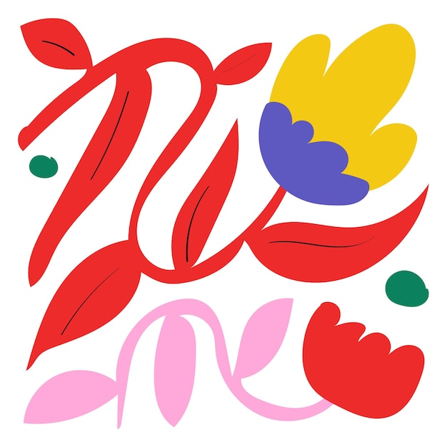 Vecteur des fleurs modernes en couleurs vives avec un motif de fleurs matisse