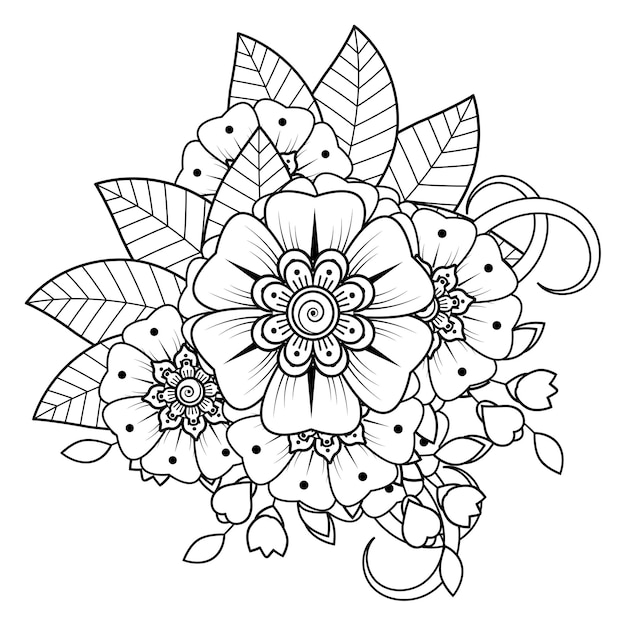 Fleurs En Noir Et Blanc Doodle Art Pour Livre De Coloriage