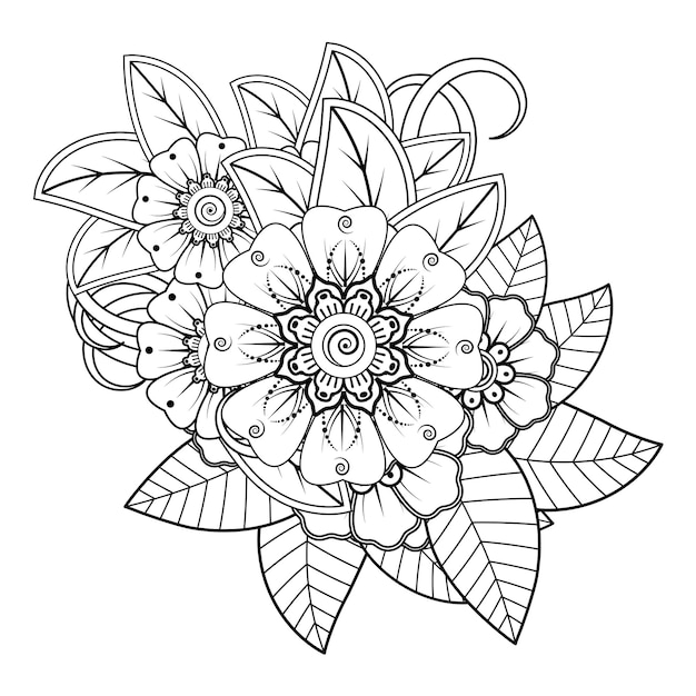 Fleurs En Noir Et Blanc Doodle Art Pour Livre De Coloriage