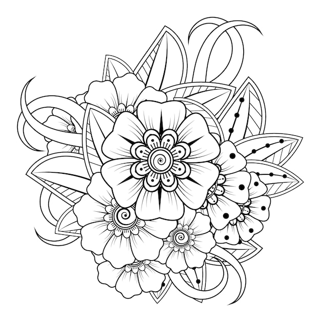 Fleurs En Noir Et Blanc Doodle Art Pour Livre De Coloriage