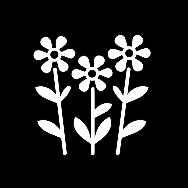 Fleurs Noir Et Blanc Icône Isolée Illustration Vectorielle