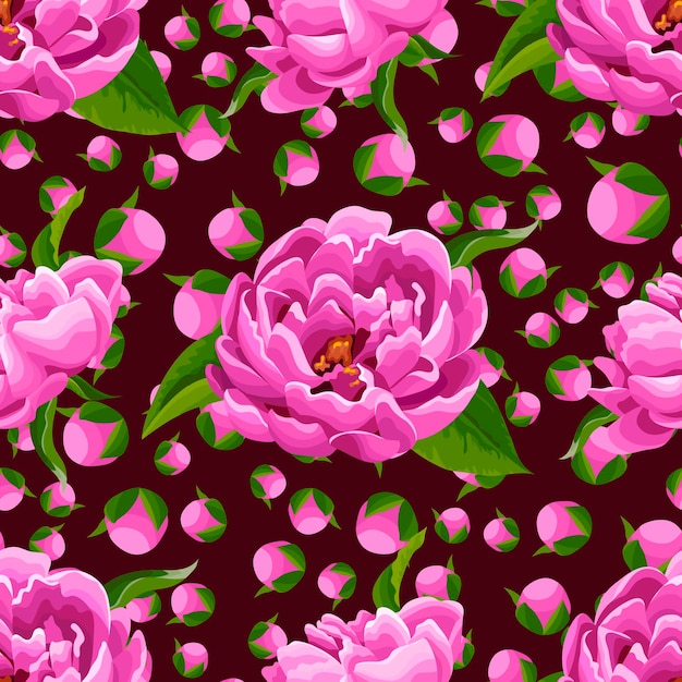 Fleurs De Pivoine Rose Sans Soudure De Fond
