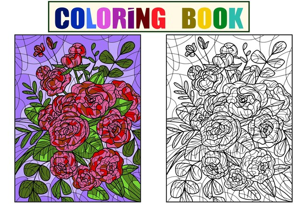 Vecteur fleurs pivoines fond blanc seth livre de coloriage et dessin couleur exemple leçon antistress