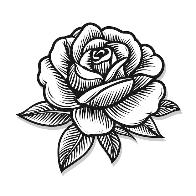 Vecteur des fleurs de roses noires et blanches à colorer