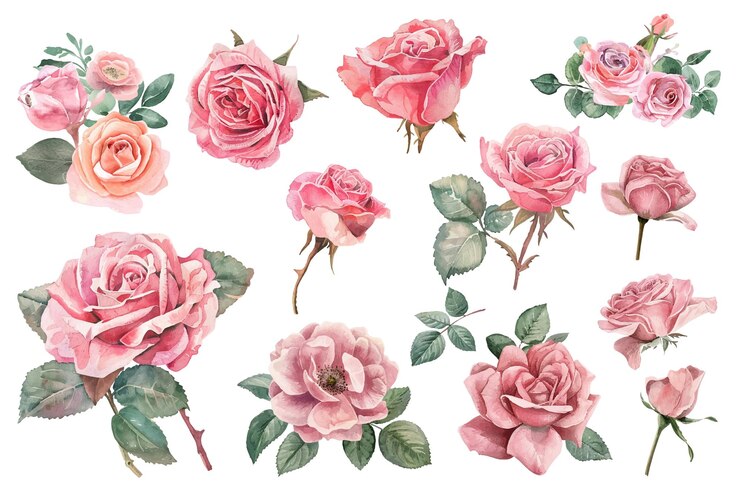 Des fleurs de roses rouges à l'aquarelle