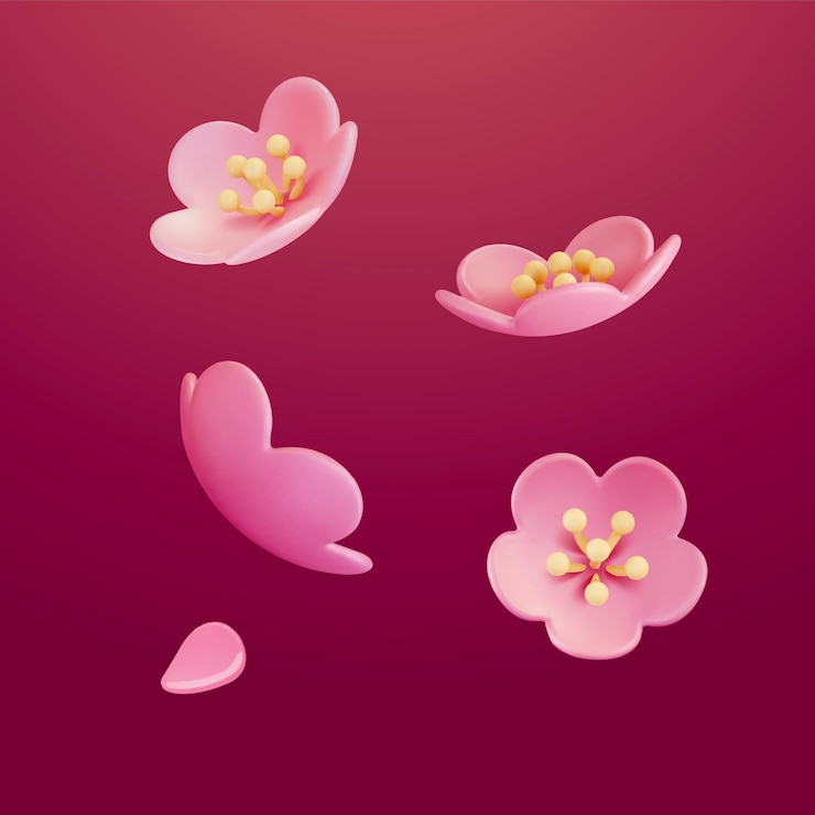 Vecteur fleurs roses tombantes modèle 3d