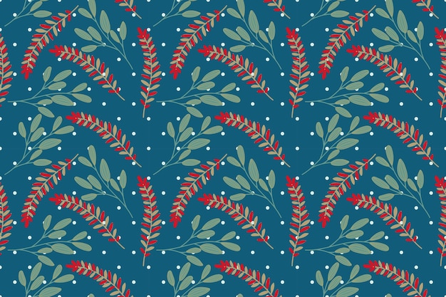 Fleurs Rouges Vertes Plante Feuilles Conception Graphique Fond D'écran Ensemble De Motifs Vecteur Gratuit