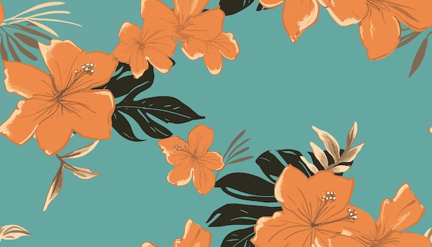 Des fleurs tropicales colorées sans couture