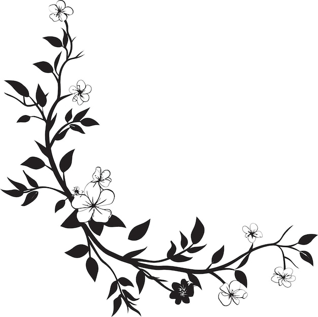 Vecteur des fleurs de vin rougis logo monochrome dessin floral de vin dessin noir