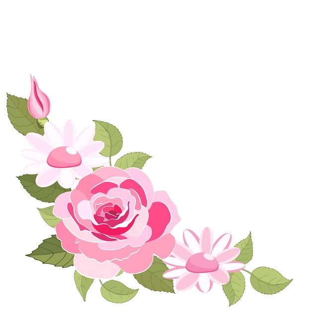 Fleurs vintage sur fond blanc La carte élégante rose Beau bouquet de fleurs roses