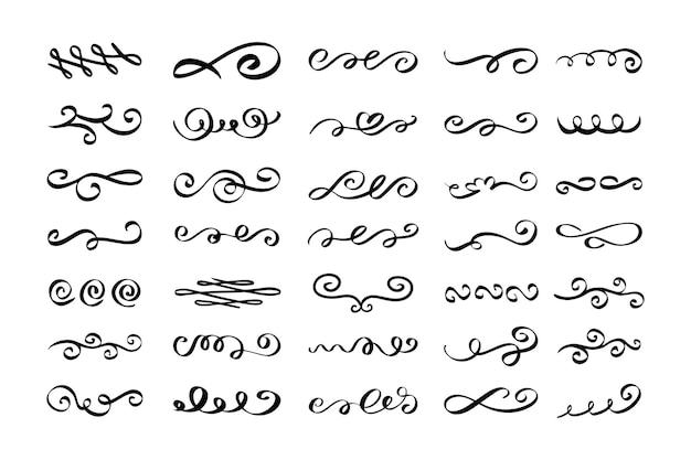 Des fleurs vintage, des tourbillons, des boucles, des rouleaux, des éléments de design calligraphiques, des griffons, des vecteurs dessinés à la main.