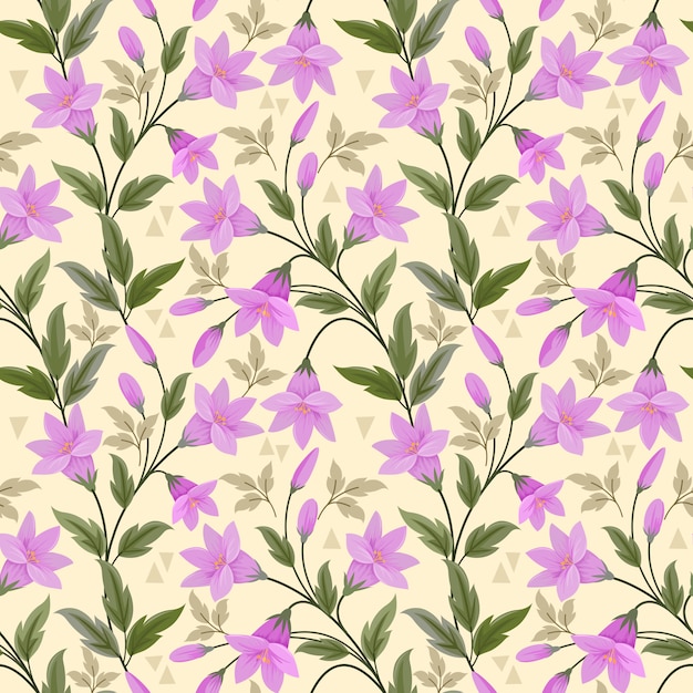 Fleurs Violettes Sur Motif Transparent Jaune Pour Papier Peint Textile Tissu.