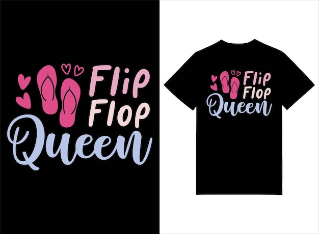 Vecteur flip flop queen typographie t-shirt design