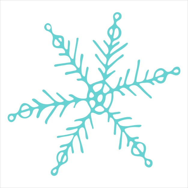 Flocon de neige dessiné à la main mignon vecteur hiver clipart Noël et nouvel an doodle