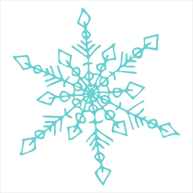 Flocon De Neige Dessiné à La Main Mignon Vecteur Hiver Clipart Noël Et Nouvel An Doodle