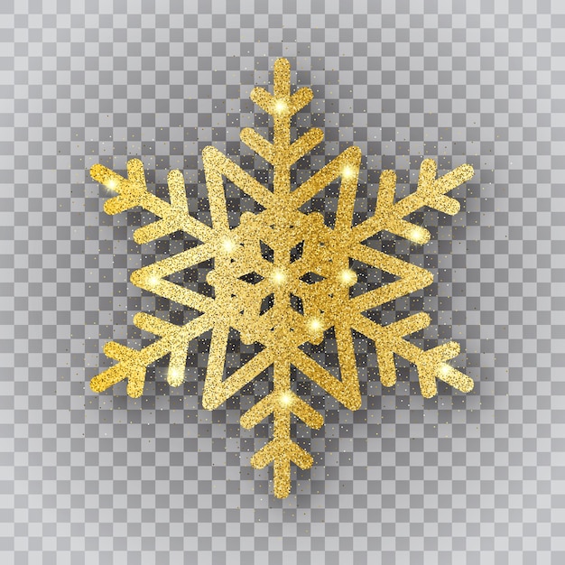 Flocon de neige doré sur fond transparent
