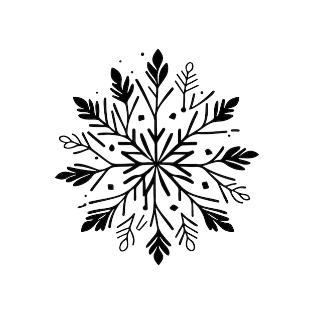 Vecteur flocon de neige icône dessinée à la main couleur noire logo d'hiver élément vectoriel et symbole