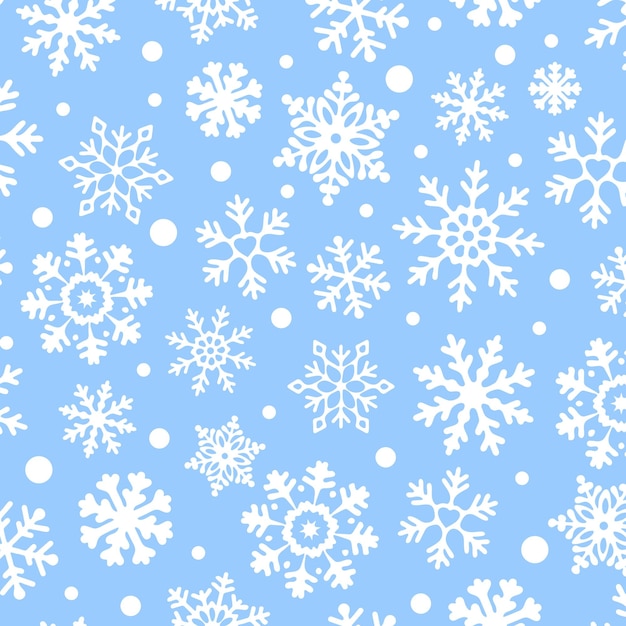 Vecteur flocons de neige blancs sur fond bleu vecteur seamless pattern