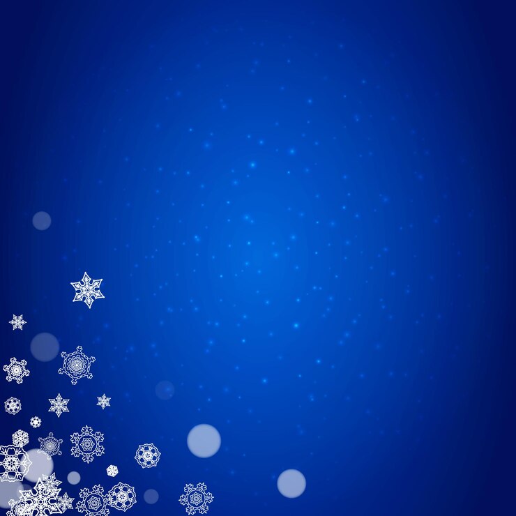 Flocons de neige du Nouvel An sur fond bleu