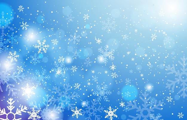 des flocons de neige sur un fond bleu